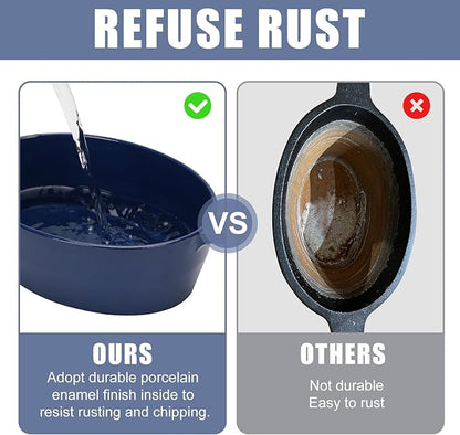 G Good Gain Wood Stove Steamer, Fireplace Humidifier, Cast Iron Humidifier for Stove, Matte Blue Finish, Rust Resistant, Lattice Top, 2.5 Quart Capacity, Wood Burning Stove Indoor Decorative