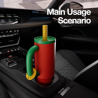 BaWang Insulated Stainless Steel Tumbler | Tumbler with Handle and Straw 33oz | Cup Holder Friendly for Travel | Leakproof Water Bottle | BPA-Free | 316 stainless steel liner| Red & Green