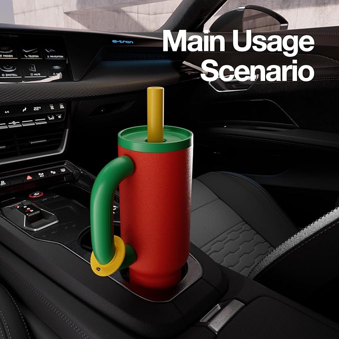 BaWang Insulated Stainless Steel Tumbler | Tumbler with Handle and Straw 33oz | Cup Holder Friendly for Travel | Leakproof Water Bottle | BPA-Free | 316 stainless steel liner| Red & Green