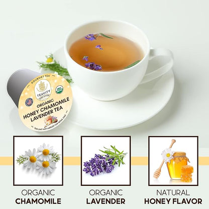 Organic Chamomile and Lavender Tea Pods for Keurig - Decaf Herbal Tea for Keurig K Cups - Honey Chamomile Lavender by Teavity (36 Tea Pods)
