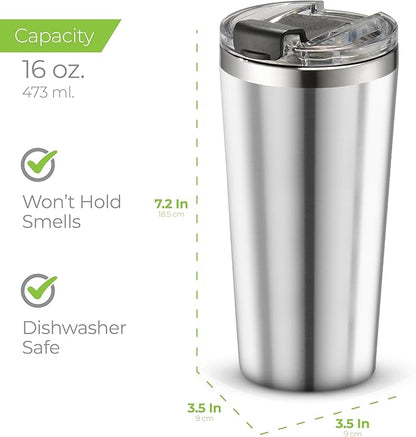 SIPX™ Triple-Insulated Tumblers - 16oz. Premium Modern Tumbler With Lid, insulated Cup Keeps Hot For 6 Hours, Stainless Steel Tumbler Made Of Sustainable Material, Coffee Travel Mug For Home & Office