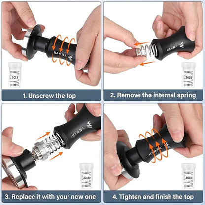 Espresso Tamper 58.3mm with 20lb/30lbs Replacement Springs Tamper Black, Premium Barista Coffee Tamper With 100% Stainless Steel Ripple Base, Compatible with Rancilio, Gaggia Portafilter, E61 Group