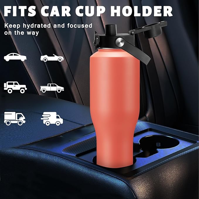 Insulated Water Bottle 40 oz with Straw - Water Bottle with Straw Lid, Pop-up Lid & Carrier Bag, Metal Coffee Cup Travel Mugs Insulated for Hot 24h and Cold 48h