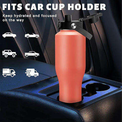 Insulated Water Bottle 40 oz with Straw - Water Bottle with Straw Lid, Pop-up Lid & Carrier Bag, Metal Coffee Cup Travel Mugs Insulated for Hot 24h and Cold 48h