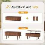 Load image into Gallery viewer, Fluted Lift Top Coffee Table with Hidden Compartment, Fully Assembled Wooden Center Table, Modern Oval Lift Tabletop for Home Living Room Office, Walnut