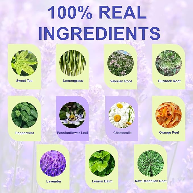 WT WEETEE Chamomile & Passionflower Nighty Herbal Tea Bags 50 Counts, Includes Spearmint, Valerian Root, Lavender, Peppermint & More, Natural Caffeine-free