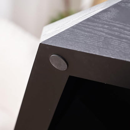 36.61" Modern Drum Coffee Table with Hidden Storage, Farmhouse Coffee Table, Retro Round Coffee Table for Living Room, Office, Black