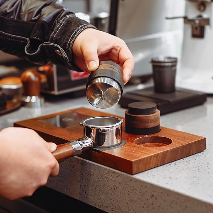 CrossCreek 54mm Espresso Distributor | Gravity Adaptive Distribution Tools Fits 54mm Breville Espresso Portafilter | Self Leveling Distributor | Stainless Steel & Walnut | Espresso Machine Accessories