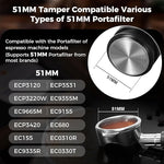 Load image into Gallery viewer, IKAPE Coffee Products, 51MM Espresso Tamper, Premium Barista Coffee Calibrated Tamper with Spring Loaded, 100% Stainless Steel Tamper Compatible with All 51MM Bottomless Portafilter (Black)