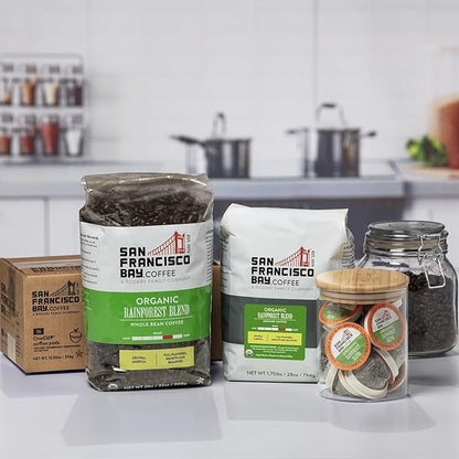 San Francisco Bay Coffee - Medium-Dark Roast Whole Bean Coffee - Organic Rainforest Blend (2 lb bag) - UDSA Organic