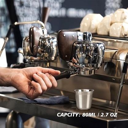 RECAPS 80ml Stainless Steel Espresso Cups Set - 2 Pack Double Wall 304 Stainless Steel Demitasse Cups 2.7oz (Small Cup)