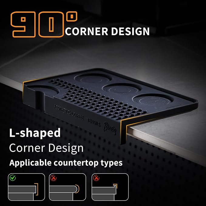 Espresso Tamping Mat for Counter - Ultra Thick Silicone Tamper Mat Coffee Bar Mat, 9.6''×5.9'' Espresso Mat for Countertops,Fits for Baristas Home Kitchen Bar, Waterproof
