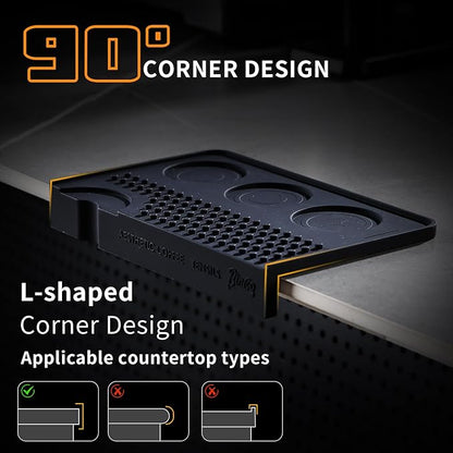 Espresso Tamping Mat for Counter - Ultra Thick Silicone Tamper Mat Coffee Bar Mat, 9.6''×5.9'' Espresso Mat for Countertops,Fits for Baristas Home Kitchen Bar, Waterproof