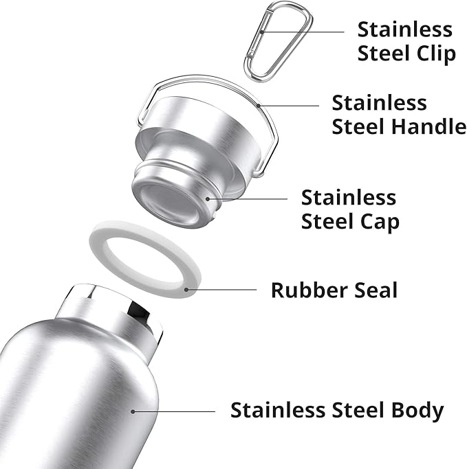 Triple Tree 17OZ Vacuum Insulated Stainless Steel Water Bottle, Double Wall Wide Mouth Lids Keeps beverage Hot or Cold Sweat Proof