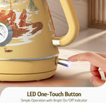 Load image into Gallery viewer, Hazel Quinn Retro Electric Kettle - 1.7 Liters / 57.5 Ounces Tea Kettle with Thermometer, All Stainless Steel, 1200 Watts Fast Boiling, BPA-free, Cordless, Automatic Shut Off - Dragon Dance