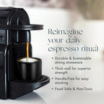 Load image into Gallery viewer, Folk Ceramics Leonard Ceramic Espresso Cups | Modern Stackable Demitasse Mugs for Espresso | Thick Walled, Handleless, Durable, Dishwasher &amp; Microwave Safe | Set of 2, 3oz | Matte Black