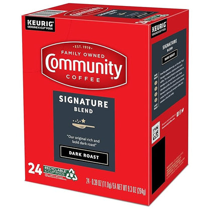 Community Coffee Signature Blend 24 Count Coffee Pods, Dark Roast, Compatible with Keurig 2.0 K-Cup Brewers, 24 Count (Pack of 1)