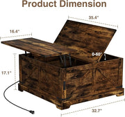 Coffee Table with Hidden Storage, 35.4