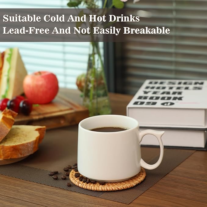 Large Coffee Mugs Set of 4, 19 oz Stackable Ceramic Coffee Mug, Coffee Cups with Large Handle for Latte, Cappuccino, Milk, Tea, Dishwasher & Microwave Safe, Ideal for Men, Women - Multicolor