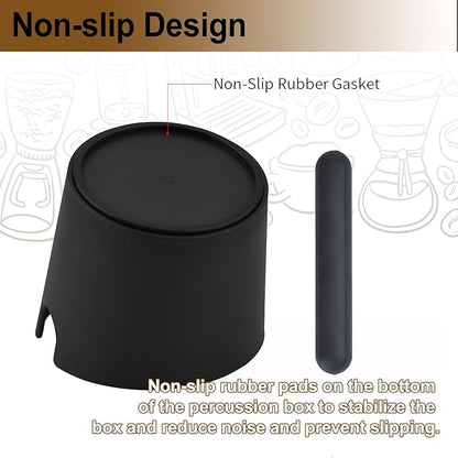 HOMEE Coffee Knock Box with Silicone Coffee Tamper Mat, 4.8 Inch Shock-Absorbent Durable Barista Style Knock Box With Removable Knock Bar and Non-Slip Base, Equipped Anti-Slip Espresso Tamper Mat