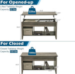 Load image into Gallery viewer, VINGLI Farmhouse Lift Top Coffee Table, Rustic Grey with Storage Shelf/Hidden Compartment, Mesa De Centro para Sala