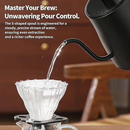 Water Kettle Electric,Gooseneck Electric Kettle with 50pcs Coffee Filter,±1℉ Temperature Control, Fast Heating, Stainless Steel Interior, Ideal for Precise Pour-Over Coffee and Tea