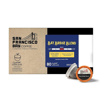 San Francisco Bay Compostable Coffee Pods – Bay Bridge Blend (80 Ct) K Cup Compatible, Medium Roast
