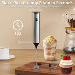 Load image into Gallery viewer, Milk Frother Wand for Coffee with 3-Speed,Stainless Steels Hand Frother Rechargeable,Electric Whisk with 2 Heads for Mixing Drinks Like Latte, Cappuccino, Hot Chocolate, Egg,Sliver