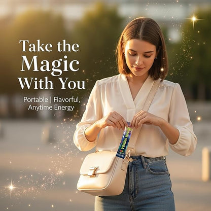 Yerba Mate Sticks Tea Powder - Strawberry Kiwi Single Serve Sticks - Instant Tea Powder On The Go - Nootropic, Prebiotic & Probiotic Mix with Vitamin B3, B6 & B12 - Sugar-Free - 20 Servings