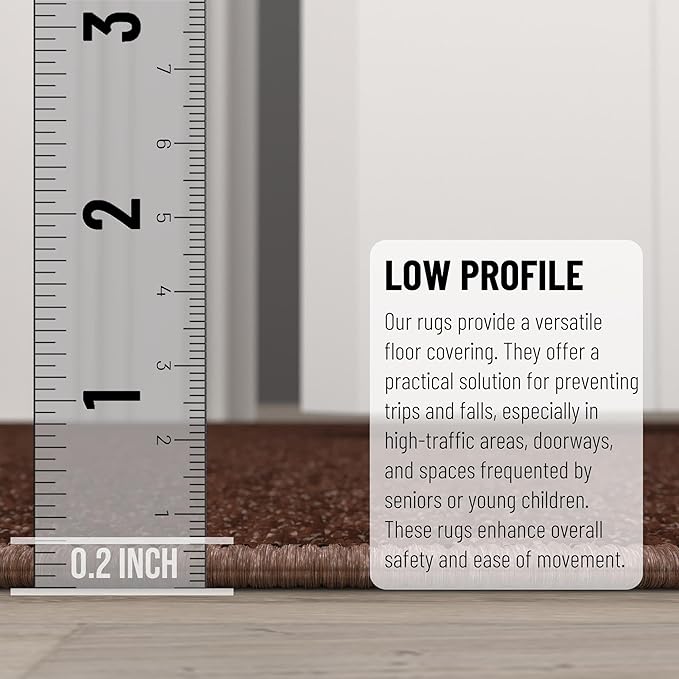 Ottomanson Hallway Runner Rug 20" x 59" Non Slip Solid Area Rugs Easy to Clean Laundry Rug Runner Durable & Pet Friendly Floor Carpet Runners for Hallways Entryway Living Room Kitchen, Brown