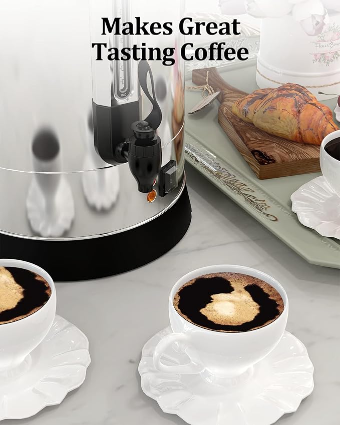 120 Cup Coffee Urn and Hot Beverage Dispenser, 18L/4.8Gal Commercial Coffee Maker Stainless Steel Large Hot Coffee Dispenser for Party Buffet Catering