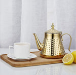 Load image into Gallery viewer, SANQIAHOME 1.2L(40oz) Stainless Steel Hammer Patterned Teapot With Removeable Infuser,Loose leaf cover,Gold