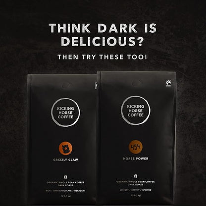 Kicking Horse Coffee Kick Ass, Dark Roast, Whole Bean, Certified Organic, Fairtrade, Kosher, Black, 1 Kg, Pack of 6