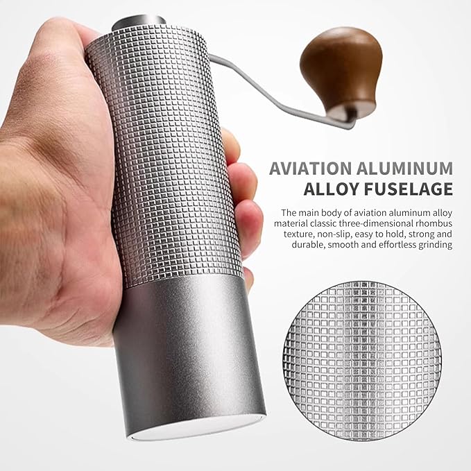 Manual Coffee Bean Grinder, Stainless Steel S2C Conical Handheld Coffee Machine, CNC Steel Core Hand-Cranked Coffee Bean Grinder (black)