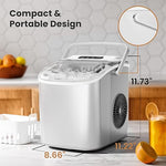 Load image into Gallery viewer, Countertop Portable Ice Maker Machine with Handle, 9 Bullet-Shaped Ice Cubes Ready in 6 Mins, 26Lbs/24H, Self-Cleaning Function with Ice Scoop and Basket for Home/Kitchen/Party (White)