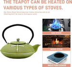 Load image into Gallery viewer, Cast Iron Teapot,SECHUDO Tea Kettle Coated with Enameled Interior for Loose Tea,Cast Iron Teapot with Stainless Steel Infuser for Stovetop Safe (27.1oz Flat Dragonfly Pattern)