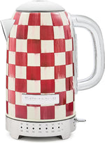 Load image into Gallery viewer, MACKENZIE-CHILDS Electric Kettle, Stainless-Steel Tea Kettle, Red-and-White Cherry Check