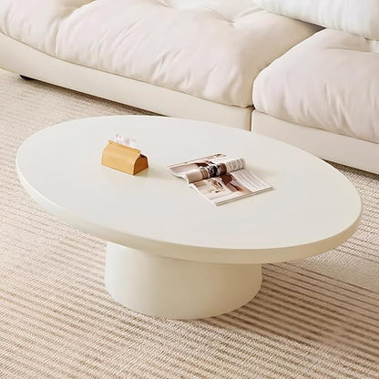 Oval Coffee Table Modern Cute White Coffee Tables Irregular Simple Tea/Center Table for Small Space End Table for Living Room, Home Office, Indoor (White Oval-L45.6")