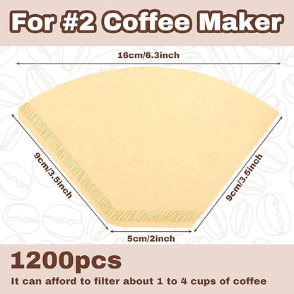 Teling 1200 Count Coffee Filter #2,cone Filters Bulk Disposable Natural Paper 2-4 Cup,natural Paper Unbleached Coffee Accessories for Pour over and Drip Maker