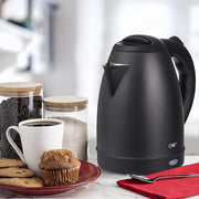 COOK WITH COLOR Electric Kettle - Rapid Boil, Sleek Design, and Safety Features - Great for Quick and Easy, Stainless Steel Black, 1.7 Liters