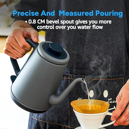 DmofwHi Gooseneck Electric Kettle(1.0L),1000W Electric Tea Kettle of 304 Stainless Steel,Auto Shut off,Water Kettle for Coffee and Tea-Grey