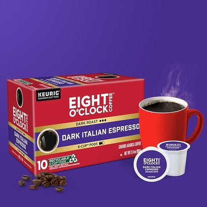 Eight O'Clock Coffee Dark Italian Roast, Keurig Single Serve K-Cup Pods, Dark Roast, 60 Count (6 packs of 10)