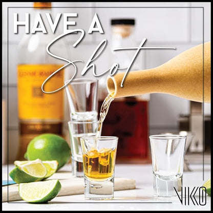 Vikko 1 Ounce Shot Glasses, Set of 12 Small Liquor and Spirit Glasses, Durable Tequila Bar Glasses For Alcohol and Espresso Shots (Cheerio - 1 Oz)