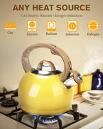 Load image into Gallery viewer, Stovetop Tea Kettle, 2.1 Quart Stove Top Whistling Tea Kettles,Water Teapot Induction Tea Kettle with Food Grade Stainless Steel and Silicone Anti-Hot Handle, Suitable for All Heat Sources