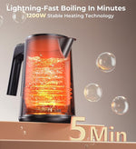 Load image into Gallery viewer, Electric Kettle 1.0L 1200W, 7 Temp Settings, 4H Keep-Warm, Fast-Boil Stainless Steel Electric Tea Kettle, 120V Water Boiler with Auto-Shut Off, Cool Touch PP Exterior for Home Office, Black