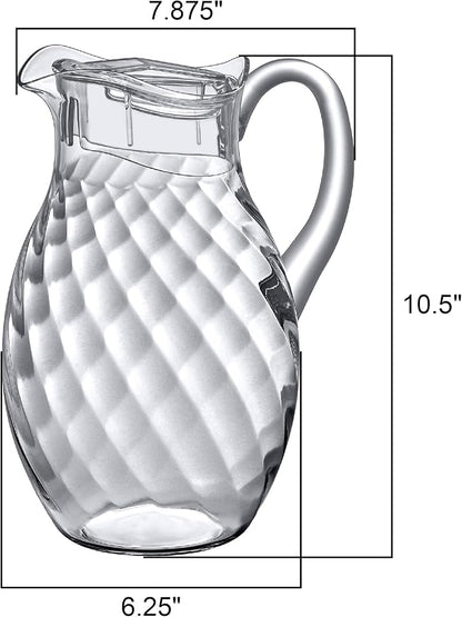 Amazing Abby - Bubbly Whirly Grand - Plastic Pitcher (96 oz, 3 Quart), Clear Water Pitcher with Lid, Fridge Jug, BPA-Free, Shatter-Proof, Great for Iced Tea, Sangria, Lemonade, Juice, Milk, and More