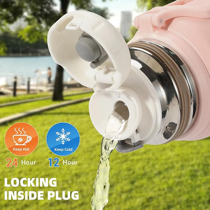 750ml/27 OZ Coffee Thermo with 3 cups, Insulated Water Bottle, Stainless Steel Vacuum Flask Set for Hot and Cold Drinks, Gifts Box