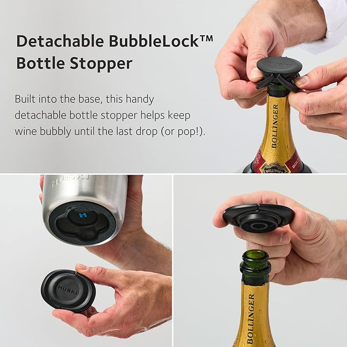 Huski Champagne Chiller | NEW | Award-Winning Iceless Design with Detachable Bottle Stopper | Keeps Wine Cold up to 6 Hours | Fits most 750ml Champagne, Prosecco & Sparkling Wine Bottles (Champagn)