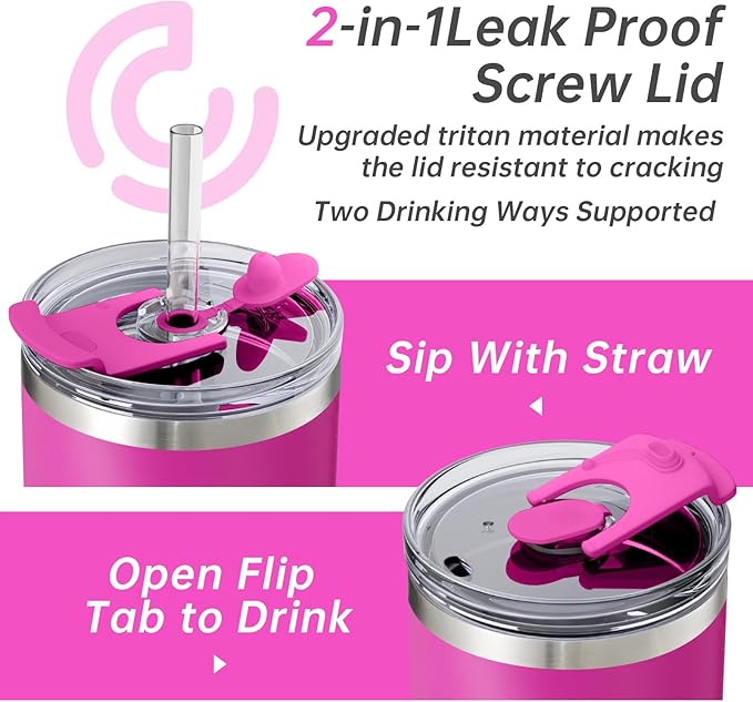 COKTIK 40 oz Tumbler With Handle and Straw Lid, Vacuum Insulated Travel Coffee Mug Stainless Steel Insulated Cup for Beverages, Leak-proof, Cupholder Friendly (Rose Plum)