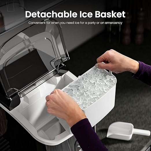 Kismile Nugget Ice Makers Countertop,35Lbs/24H,Portable Sonic Ice Machine with Self-Cleaning/One-Click Operation for Home/Office(Stainless Steels Black)